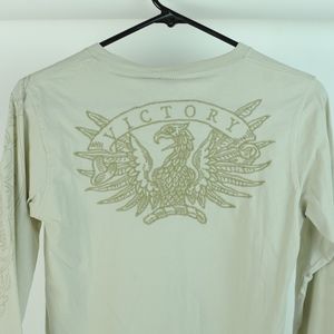 Indigo Star light tan LS embroidered Victory T New